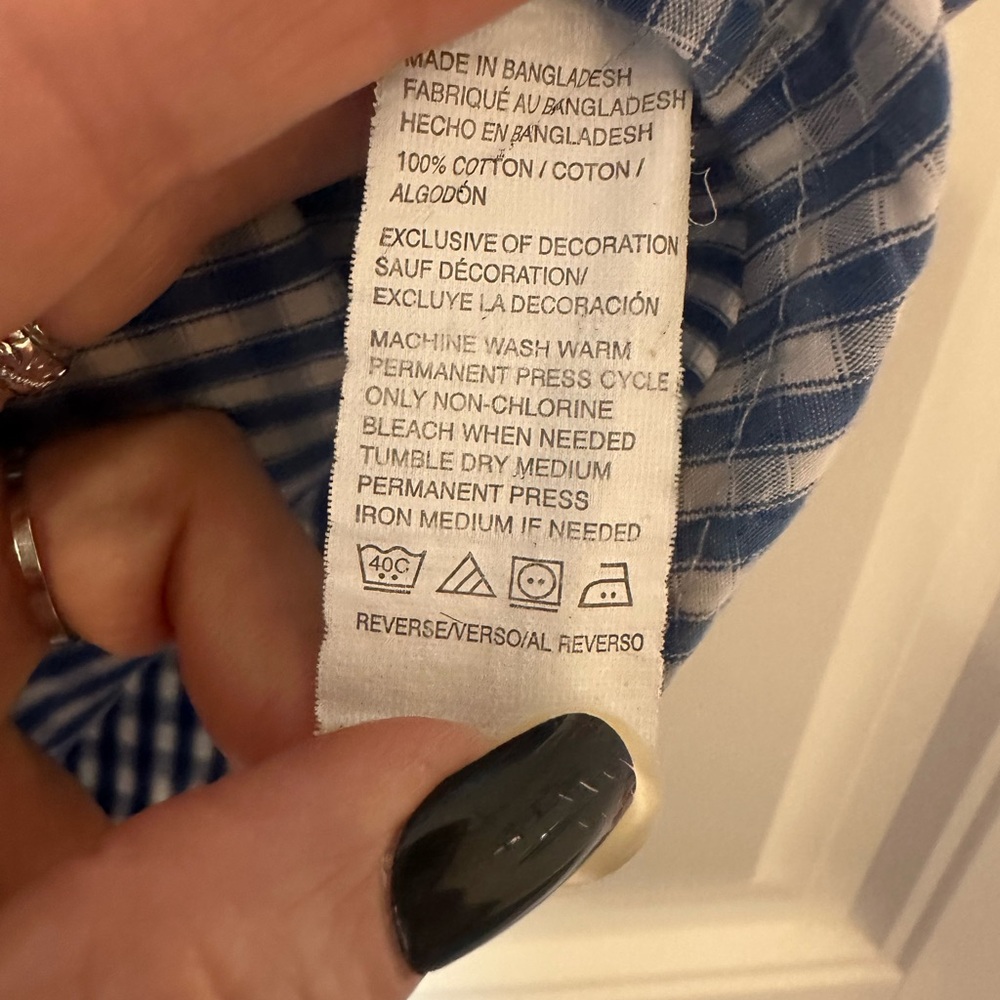 Izod Blue and White Checkered Men's Button Down, size 2XL - Picture 5 of 5